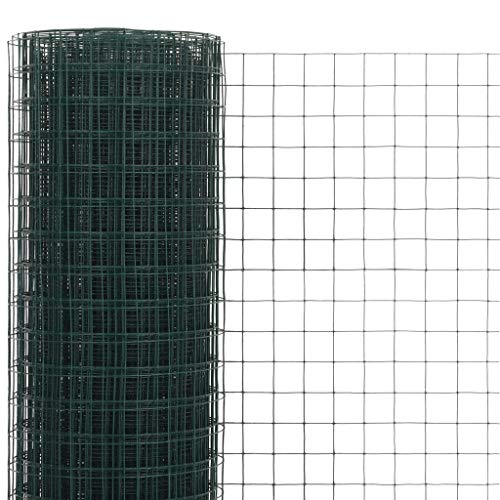 Tidyard Drahtgeflecht Maschendrahtzaun mit PVC-Beschichtung- Hundezaun Katzenzaun Hühnerzaun, grün, 1,5 m Höhe, 25 m Rolle, Maschenweite 25 x 25 mm (L x B), Drahtstärke 0,95 mm