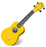 Classic Cantabile US-100 YE Sopranukulele (Ukulele, Uke, 15 Bünde, leichtgängige Gitarrenmechanik) gelb