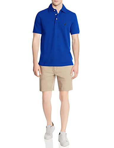 Nautica Herren Short Sleeve Solid Stretch Cotton Pique Polo Shirt Poloshirt, Helles Kobaltblau, Groß