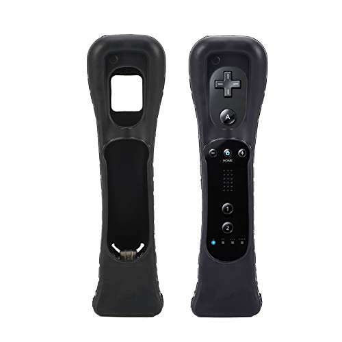 Queen.Y Wii Nunchuck Controller Motion Plus Integrierte 2-In-1-Fernbedienung Plus Sensor-Controller-Adapter Und Silikonhülle für Nintendo Wii Schwarz
