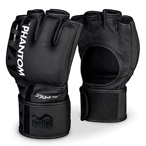 Phantom MMA Handschuhe APEX Fight | Profi Gloves für Fight, Sparring, Boxen, Freefight (S/M - Schwarz)