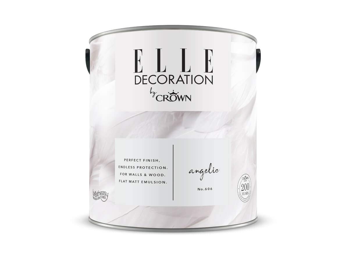 Crown ELLE DECORATION Angelic No. 606, 2,5 L, extra-matte Premium Wandfarbe für Innen, für Wände und Holz, hohe Deckkraft, Innenfarbe,reines kühles Weiß
