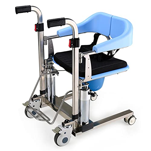 Rollstuhl Für Patientenlifter, Doppelte Hydraulische Patientenhebehilfe, Tragbarer Transferlifter Mit Um 180 ° Geteiltem Sitz, Toiletten-Transport-Duschstuhl Am Bett Für Ältere Senioren, 100Kg