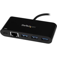StarTech.com 3 Port USB 3.0 Hub mit Gigabit Ethernet und Stromversorgung - USB Type C Hub mit GbE und PD 2.0 - Hub - 3 x SuperSpeed USB 3.0 + 1 x 10/100/1000 - Desktop