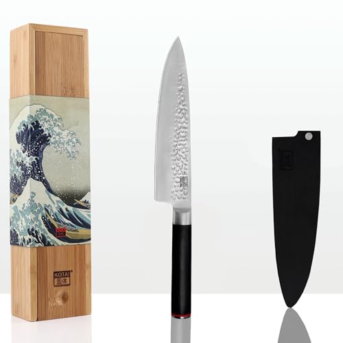KOTAI Gyuto Kochmesser| Professionelles Kochmesser| Äquivalent zum japanischen Kochmesser| 20-cm-Klinge | von Hand gehämmert und geschärft |Ultrascharfer 440C-Edelstahl