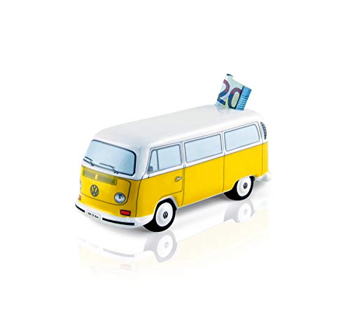 BRISA VW Collection - Volkswagen T2 Bulli Bus Spar-Büchse-Schwein-Dose, Geschenk-Idee/Fan-Souvenir/Retro-Vintage-Artikel (Keramik/Maßstab 1:22/Orange)