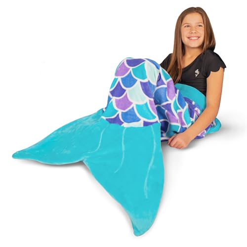 Fin Fun Meerjungfrau Decke für Mädchen und Damen - Kuscheldecke zum reinschlüpfen für Meerjungfrauen Fans - erhältlich in 130 x 60 cm und 170 x 70 cm und Vier