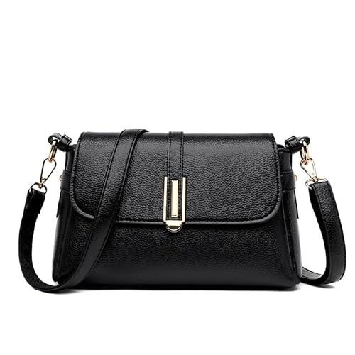 BHUJIA Damentasche, kleine quadratische Tasche, einfache One-Shoulder-Crossbody-Tasche mit großer Kapazität für Damen, Schwarz , 25*10*17cm