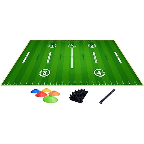 Fußball-Schritt-Trainingsmatte, rutschfeste Decke für reguläres Trainingssystem mit 5 Scheibenkegeln, dribbelfreie Sport-Hilfsstützen, Trainings-Pace-Ball-Kontroll-Spielerausrüstung
