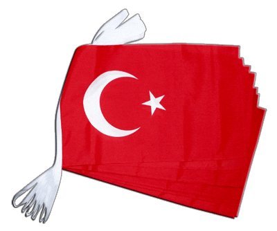 Fahnenkette Flaggen Türkei 30x45cm, Länge 9 m