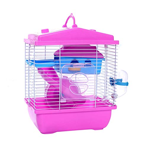 POPETPOP Kleintierkäfig Doppellagiger Hamsterkäfig Acryl Tragbar Chinchilla Haus Tierstall für kleine Haustiere (Pink)