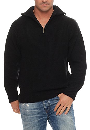 Good Deal Market Arbeitspullover, Hamburger Troyer, Strickpullover, Seemannspullover, Isländer mit Schurwolle, Grösse 48 bis 64 lieferbar (68, schwarz)