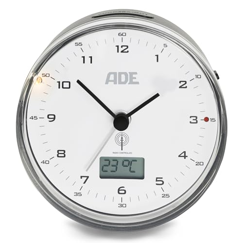 ADE CK 2022 Funkwecker, ABS Kunststoff, Schwarz weiß, 8.2 cm