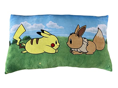 LYO Pokemon Merchandising – Modell Pikachu & Evoli Küsse – weiches und Flauschiges Kissen – Maße: 60 x 25 cm