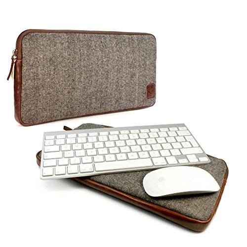 Tuff-Luv Herringbone Tweed Travel case für Apple Bluetooth Mouse and Keyboard - Braun