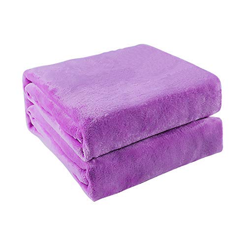 N/A Flannel Fleece-Blanket Soft Lightweight Plush Microfaser Bed Gold Couch Blanket, Light Purple Full