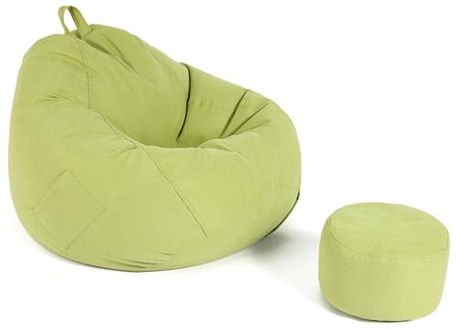 GXUYN Sitzsack Stuhlbezug(ohne Füllung), Weicher Waschbar Feiner Samt-Baumwolle Sitzsäcke Bezug Faule Sofa Sitzsackhülle für Kinder und Erwachsene,Grün,35"x43"