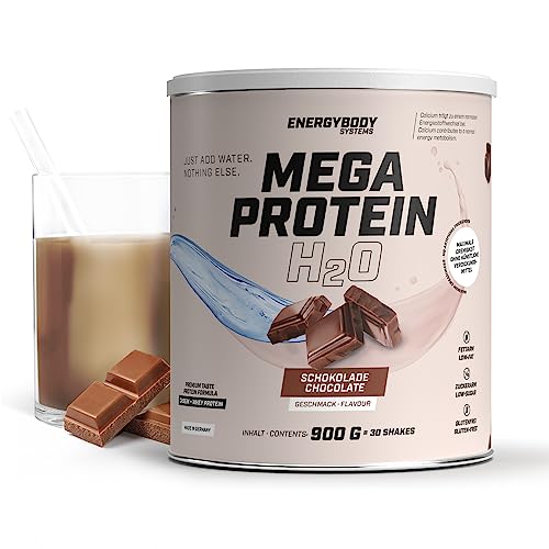 Energybody® Mega Protein H2O 900g / Für Wasser optimiertes Eiweiss Protein Pulver als Whey Casein Mix/Eiweißpulver zuckerarm, fettarm, glutenfrei/Mehrkomponenten Protein (Schokolade)