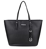 Shopper Tasche Handtasche Schwarz Tom & Eva Schultertasche Neu (Schwarz (silber- farbige Details))