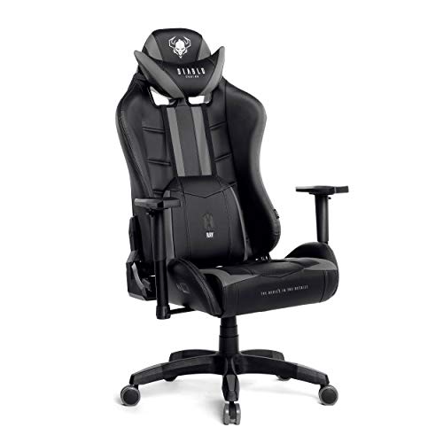 Diablo X-Ray Gaming Stuhl Bürostuhl Schreibtischstuhl 4D Armlehnen Ergonomisches Design Kunstleder Perforation Wippfunktion Belastbarkeit bis 200 kg (schwarz-grau, XL)
