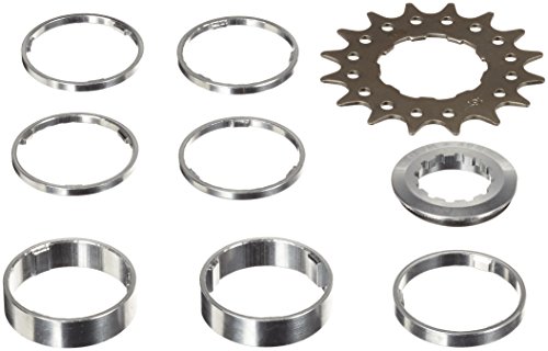 Point Ritzel single-speed/Distanzring-Set, Cr-Mo Stahl, Distanzring Aluminium, Distanzring-Set 4x3 mm/ 1x5 mm/ 2x10mm, silber-schwarz, 12 Zähne, 02019605