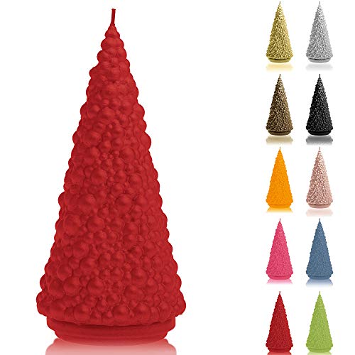 Candellana Kerze Weihnachtsbaum | Höhe: 20 cm | Rot | Brennzeit 35h | Weihnachten | Handgefertigt in der EU