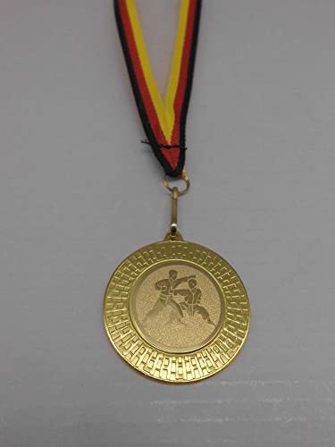 Fanshop Lünen Karate 20 Stück Medaillen aus Stahl 40mm - Kampfsport - Taekwondo - inkl. Medaillen - Band Farbe: Gold - mit Emblem, 25mm - Gold - Turnier - (9285)
