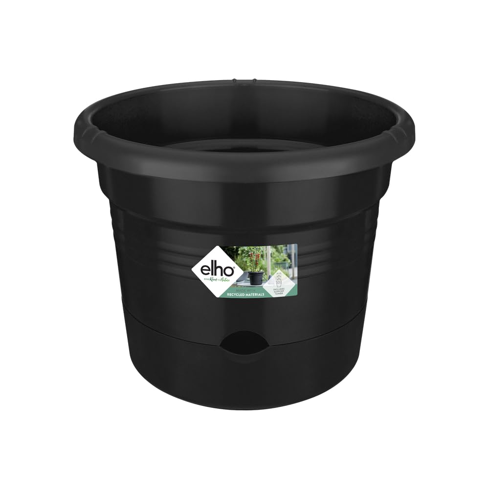 elho Green Basics Tomatentopf 33 - Blumentopf für Außen Züchten Und Ernten - Ø 33.5 x H 26.0 cm - Schwarz/Living Schwarz