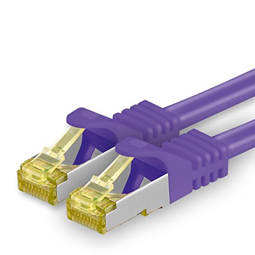 1aTTack.de Cat.7 Netzwerkkabel 20m - Violett - 1 Stück - Cat7 Ethernetkabel Netzwerk LAN Kabel Rohkabel 10 Gb/s (SFTP PIMF LSZH) Set Patchkabel mit Rj 45 Stecker Cat.6a