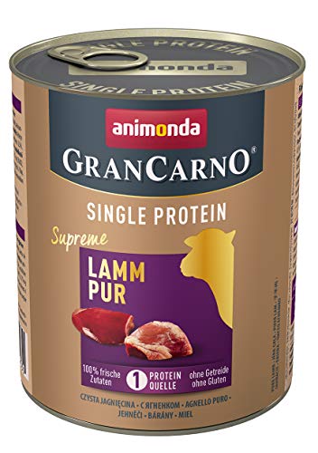 animonda Gran Carno adult Single Protein Hundefutter, Nassfutter für ausgewachsene Hunde, Lamm pur, 6 x 800 g, 6er Pack (6 x 0.8 kilograms)