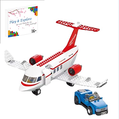 275 Teile Flugzeug Bausteine mit Flughafen Mini Terminal und LKW, Stadt Passagier Flugzeug Spielzeug Bausatz, Flugzeug Modell für Kinder Erwachsene, Flugzeug Modell kompatibel mit Lego 60197 (B0365)