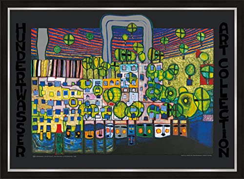 artissimo, Premium-Kunstdruck gerahmt, 72x53cm, AG4690, Friedensreich Hundertwasser: Löwengasse - Die dritte Haut, Bild mit Rahmen, Wandbild, Poster, Wanddekoration