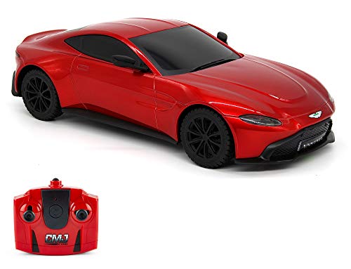 CMJ RC CARS Aston Martin Vantage Offiziell Lizenziertes ferngesteuertes Auto. Maßstab 1:24 Kindergeschenk Radio Ferngesteuerter Auto (Rot)