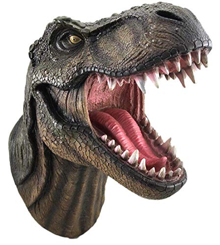 DWK Tyrannosaurs-Rex-Wand-Skulptur mit offenem Maul, Dinosaurierkopf