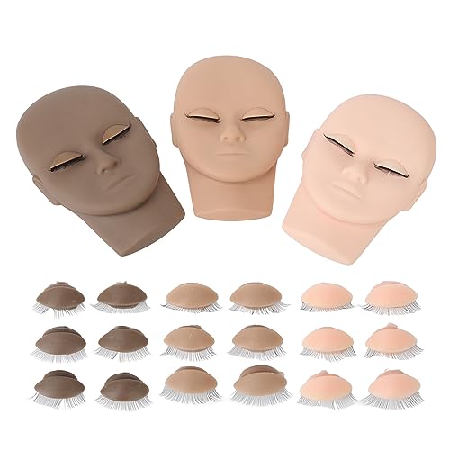 Wimpern-Mannequin-Kopf, Gummi-Wimpernverlängerungs-Puppenkopf mit Abnehmbaren Augenlidern für Anfänger-Kosmetikgeschäft