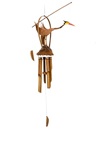 Ciffre Ca. 100cm Großes Holz Vogel Windspiel Feng Shui Handarbeit Bambus Klangspiel Garten Deko