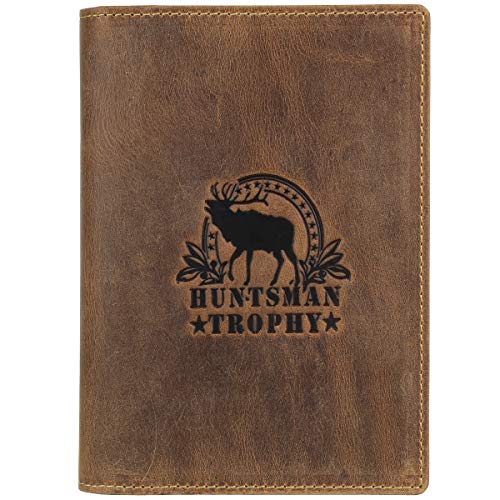 Greenburry Vintage Huntsman Trophy Leder Ausweismappe Dokumentenmappe Jagdschein Etui BV-328B-HT-Stag, Farbe:Braun