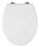 WENKO WC-Sitz Bali Weiß - Toilettensitz, rostfreie Edelstahlbefestigung, MDF, 35 x 42 cm, Weiß