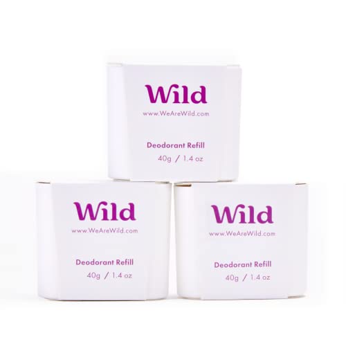 Wild - Natürliches nachfüllbares Deo - Coconut & Vanilla Nachfüllpackung 3er-Pack - Vegan und umweltfreundlich - Aluminiumsalzfrei - Lang anhaltender Schutz - 100% natürliche Inhaltsstoffe - 3x 40g