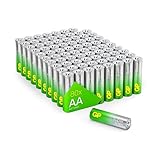 GP Super Alkaline Batterien AA Mignon, LR06, 1,5V, 80 Stück Vorratspack, ideal für die Stromversorgung von Geräten des täglichen Bedarfs - Die Neue G-TECH-Technologie