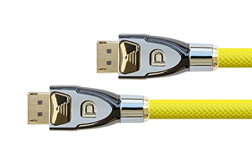 PYTHON Series PREMIUM DisplayPort 1.2 Anschlusskabel - 4K2K / UHD - 3-fach Schirmung, Vollmetallstecker, vergoldete Stecker + Verriegelungsschutz - KUPFERLEITER - 3D - Nylongeflecht - gelb, 1m