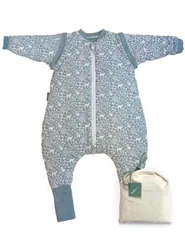 molis&co. Baby-Schlafsack mit Füßen, abnehmbare Ärmel und Socken. 2.5 TOG. Größe: 90 cm (3 Jahre). Ideal für die Übergangszeit und den Winter. Woodland. 100% Baumwolle (Oeko-TEX 100).