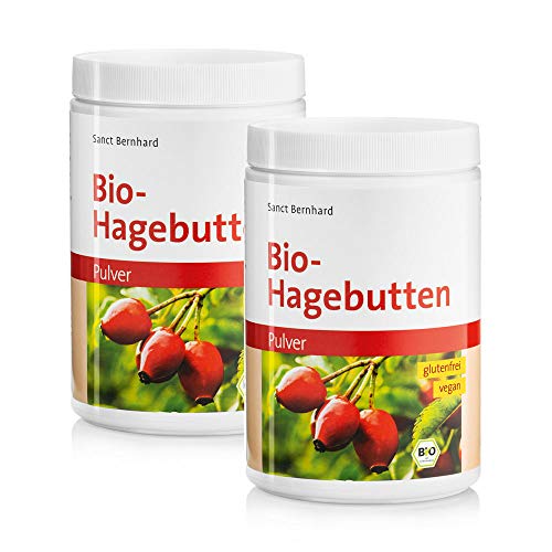Sanct Bernhard Bio-Hagebutten Pulver, glutenfrei, vegan, für Smoothies, Shakes, Müslis, Inhalt 1 kg