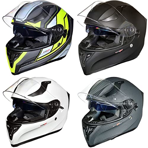 ?rueger RT-826 Motorrad-Helm Integralhelm Fullface Helm Pinlock Sonnenvisier ECE Damen und Herren?, Farbe:White, Größe:XL (61-62)