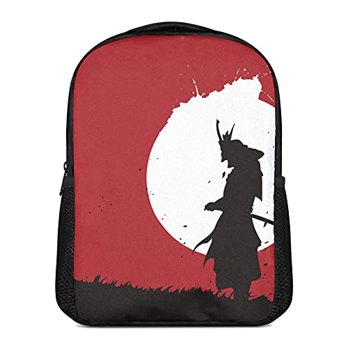Rucksack mit japanischem Samurai-Muster, für Jungen und Mädchen, wasserabweisend, Vorschulrucksack, leicht, für Camping, Reisen, Schule, Schultertasche