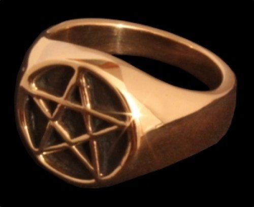Pentagramm Siegelring Ring aus Bronze verzierter Wikingerring Bronzering LARP Wikinger Mittelalter Verschiedene Größen (17/54)
