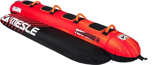 MESLE Tube Torpedo 2, 3, 4 Personen, Towable Banana-Boat, 840 D Nylon, aufblasbar, für Kinder & Erwachsene, Wasser-Sport Fun-Tube, Bananen-Boot, Wassergleiter, incl. Reparaturset, Personenanzahl:4P