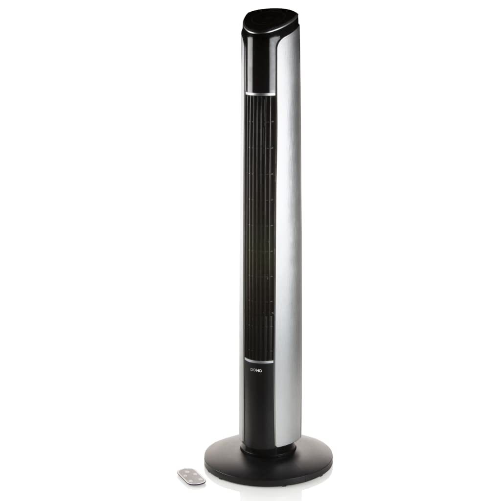 DOMO Turmventilator DO8127 Ventilator, silber/schwarz, mit Fernbedienung, LED-Display und 12 Std.-Timer