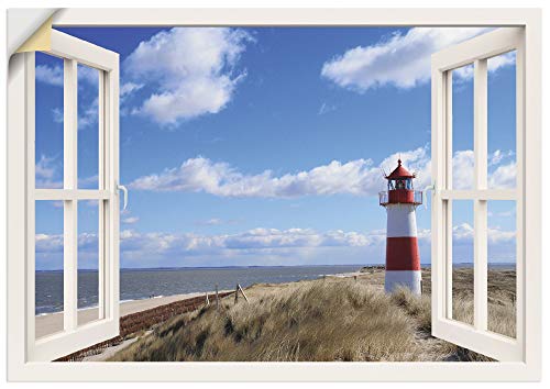 Artland Qualitätsbilder I Wandtattoo Wandsticker Wandaufkleber 100 x 70 cm Landschaften Fensterblick Foto Weiß A8MS Fensterblick Leuchtturm Sylt