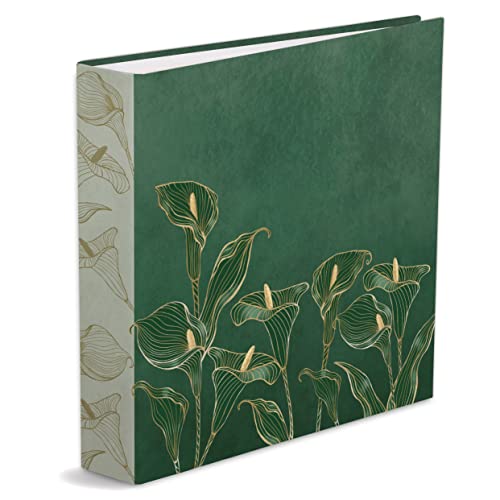 Fotoalbum, 32 x 31 cm, mit Ringen, Motiv: grüne Kallen, 40 Blätter